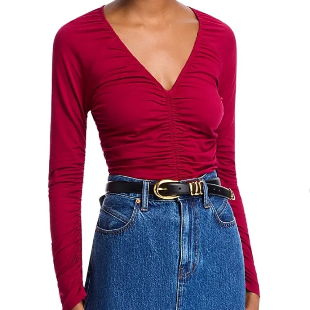 NWOT Aqua Rushed Long Sleeve Top - Ruby Size M